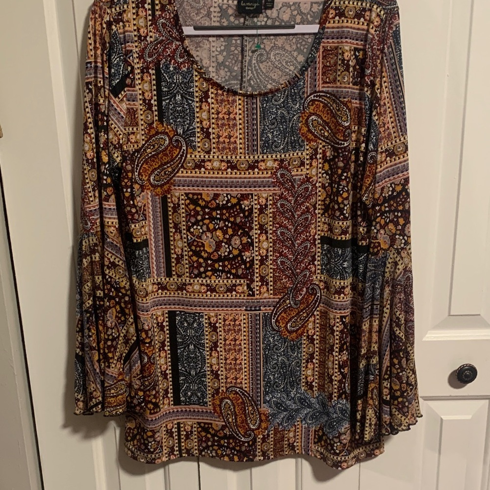 La Vanya size 2X Multicolor Patchwork Blouse..NWOT